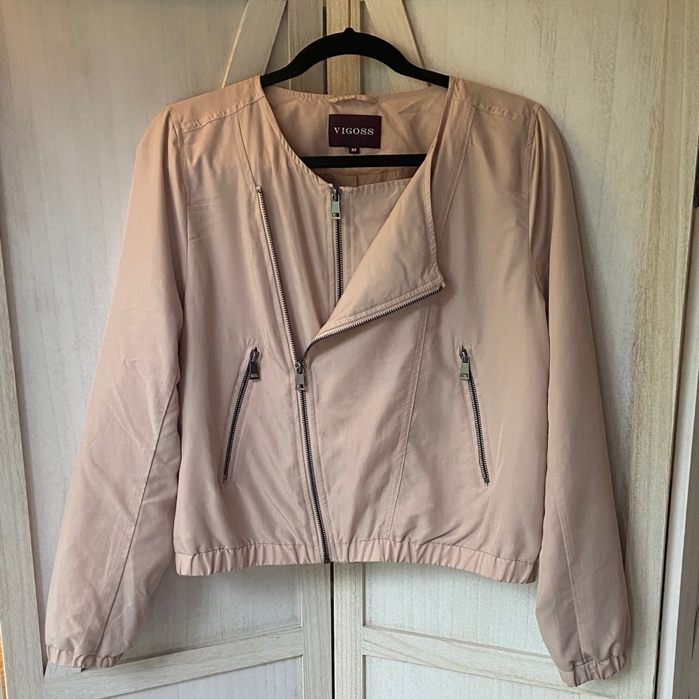 Vigoss Women's Pink Cropped Moto Jacket, Size M, Barbie/Bikercore/Mobwife